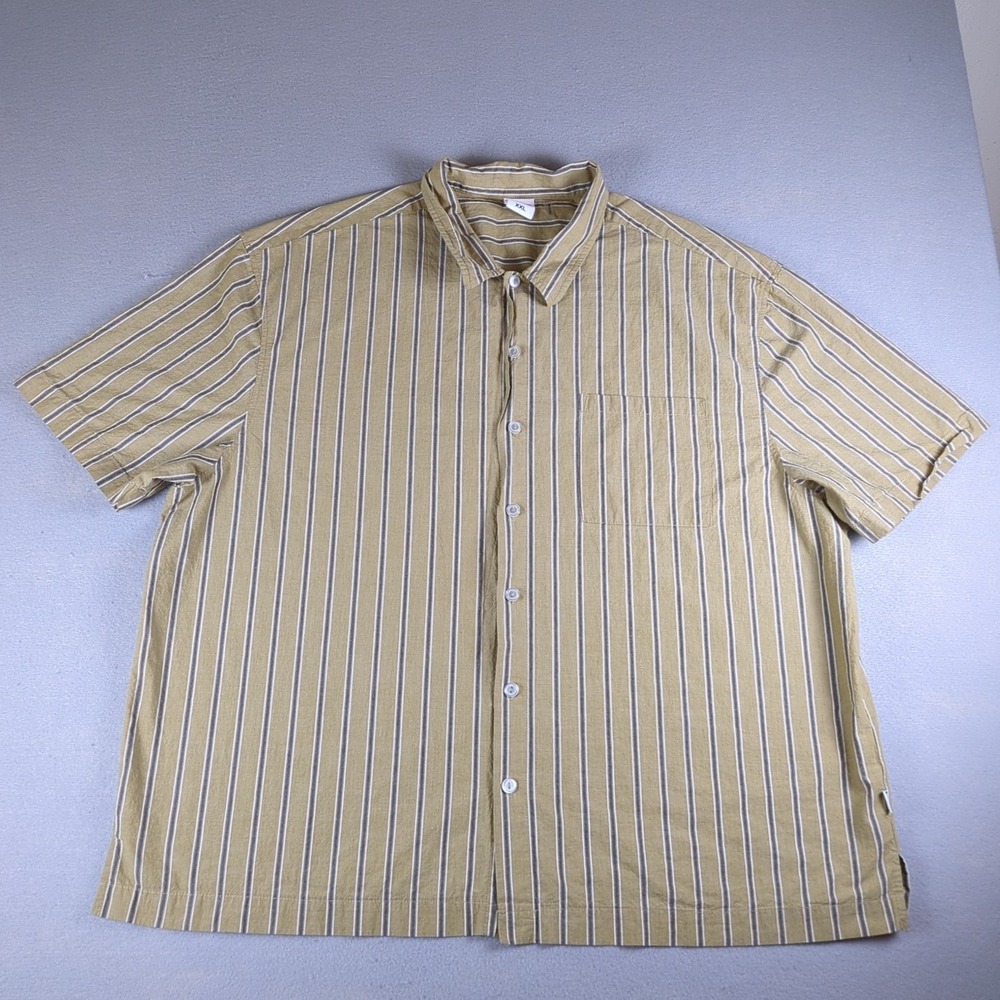 Birdwell Beach Britches Button Down Shirt Mens XXL Brown Short Sleeve Striped